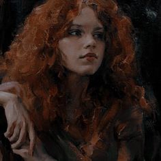 a painting of a woman with red hair