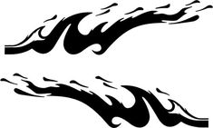 two black and white images of flames on a white background, each with different shapes