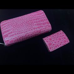 Pink Croc Wallet With Magnetic Card Holder Pink Rectangular Card Holder For Formal Use, Formal Pink Card Holder With Card Slots, Formal Pink Bifold Wallet, Pink Wallets, Magnetic Card, Card Holders, Pretty In Pink, Wallets, Pink Ladies