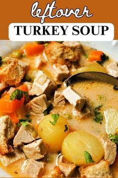 A portion of turkey and vegetable soup in a white bowl. Nutritious Soup, Turkey Vegetable Soup, Dairy Free Soup