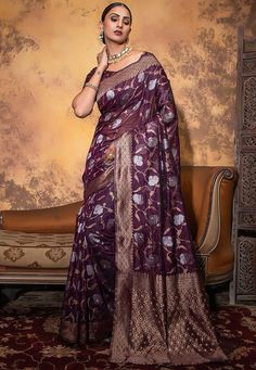 bridal sarees, sarees for indian bride, desi core, desi aesthetics, indian saree, silk saree, printed sarees Purple Designer Saree, Purple Cotton Saree, Bridal Sarees Online, Cotton Saree Blouse, Indian Bridal Sarees, Silk Saree Blouse, Utsav Fashion, Designer Saree