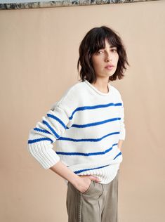 Marina Sweater Stripe – La Ligne Cobalt Sweater, Marin Sweater, Jessica Hart, Selma Blair, Chelsea Girls, Lady M, Olivia Munn, Love Us, Christina Ricci