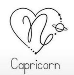 the capricorn logo is shown in black and white with a heart on it