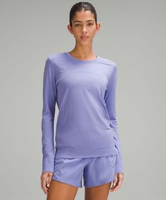 Swiftly Relaxed Long-Sleeve Shirt | Women's Long Sleeve Shirts | lululemon Dark Lavender, Long Sleeve Layer, Lululemon Swiftly, Womens Long Sleeve Shirts, Running Tops, Lululemon Women, Leggings Shop, Shirt Color, Color Purple