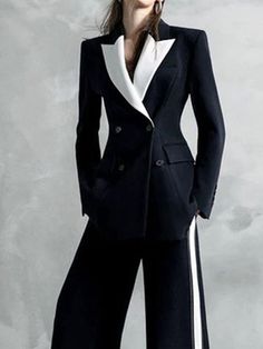 Come to Stylewe to buy Blazers at a discounted price, SPU: 1DBL9PB847, Color: Black-white, Style:Urban, Pattern:Contrast Stitching. Plain Blazer, Urban Sweater, Print Outerwear, Black And White Suit, Colorful Jacket, Types Of Coats, Cheap Jacket, Urban Fashion Women, Houndstooth Blazer