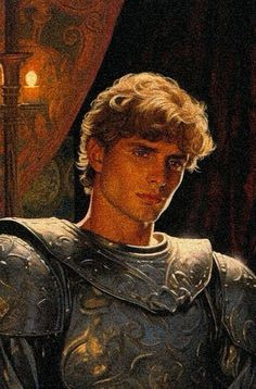 a painting of a young man in armor