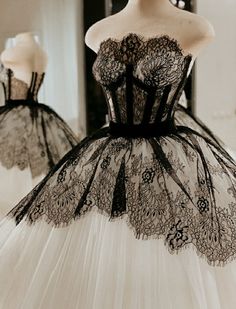 Aria Fashion, Black Lace Ball Gown, Duchess Swan, Ethereal Fashion, Vestido Charro, Ball Gown Prom Dresses, Short Lace Wedding Dress, Gown Prom Dresses