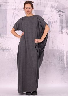 Gray dress/ extravagant dress/ loose long dress/ asymmetrical dress/ plus size tunic, oversize maxi Gray Oversized Short Sleeve Dresses, Oversized Long Dresses In Solid Colors, Gray Floor-length Maxi Dress, Flowy Lagenlook Maxi Dress, Flowy Long Lagenlook Maxi Dress, Flowy Maxi Dress With Batwing Sleeves, Gray Flowy Maxi Dress, Oversized Lagenlook Maxi Dress, Elegant Oversized Short Sleeve Maxi Dress