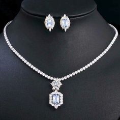 This set is the finesse itself! ✨💎 Radiate elegance and glamour wherever you go with our 18k Platinum Plated Tennis Necklace and Earrings Set. Make it yours now! #uniquefashionewelryboutique #finejewelry #jewelry #diamonds #jewelryaddict Diamond Necklace Set Simple, Necklace Set Simple, Jewelry Diamonds, Diamond Necklace Set, Sparkle Jewelry, Jewelry Fashion Trends, Tennis Necklace, Crystal Stone, Necklace And Earrings