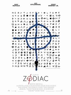 the movie poster for zodiac, which features an image of a person with a cross on it