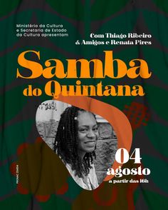 a poster with the words samba do quintana in spanish and an image of a woman's face