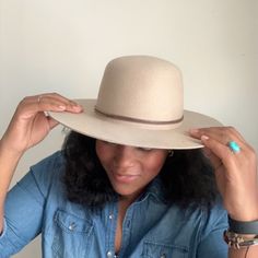 Cream, Wool Boho Hat. Beautiful Hat Beige Flat Brim Boater Hat For Fall, Beige Boater Hat With Flat Brim For Fall, Spring Beige Fedora With Flat Crown, Beige Curved Brim Panama Hat For Everyday, Beige Fedora With Flat Crown For Spring, Classic Beige Hat Bands For Everyday, Beige Short Brim Fedora For Everyday, Beige Flat Brim Hat For Fall, Beige Fedora Hat For Fall