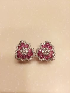 #jwellery Saphire Earings Design, Pretty Earing, Wedding Rings Pink, Wedding Rings Pink Sapphire, Ruby Diamond Earrings, Ruby And Diamond Earrings, Pink Diamond Earrings, Pink Sapphire Jewelry, Sapphire Jewellery