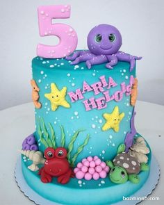 Happy Birthday Cake Pictures, Ocean Theme Party, Beach Birthday Party, Baby Birthday Cakes, Mermaid Cakes, Beach Birthday, Party Entertainment, Happy Birthday Cakes