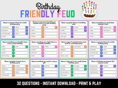 birthday printables for friends to play with