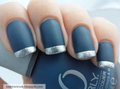 Xmas blue Blue And Silver Nails, Chrome Nail, Blue Nail, French Tips, Silver Nails, French Tip Nails, Creative Nails, Matte Nails, Love Nails