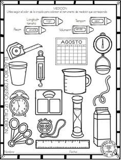 the worksheet for teaching spanish to learn how to use scissors and measuring tape