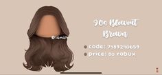 Brown Hair Id, Brown Hair Roblox, Pelo Cafe, Hair Roblox, Roblox Clothes, Cute Brunette