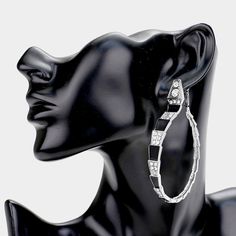 Earring Details: Size : 0.4" X 3.75" Omega Closure Snake Earrings, Black Stone, Lowest Price, On Sale, Stone, Black