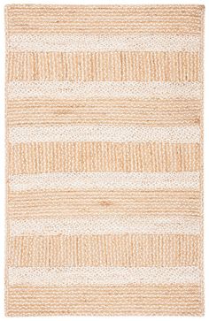 a beige and white striped rug on a white background with no one in the photo