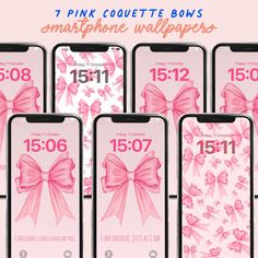 pink iphone wallpapers with bows and numbers for valentine's day on them