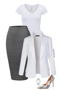 Work Spring — Outfits For Life Grey Skirt, Summer Work Outfits, Professional Attire, Black Pencil, Outfits Women, Business Casual Outfits