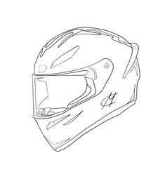 a drawing of a motorcycle helmet on a white background