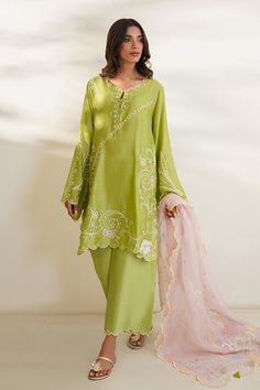 Kurta Wedding, Festive Dress, Kurta Dress, Dupatta Set, Boutique Dress Designs, Organza Dupatta, Women Party, Silk Organza, Festival Dress