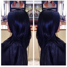 BLUeblack Black Blueish Hair, Jet Blue Black Hair, Black Blue Hair, Ideas For Hair Color, Midnight Blue Hair, Blue Black Hair Color, Blue Black Hair, Blue Ombre Hair, Dark Blue Hair