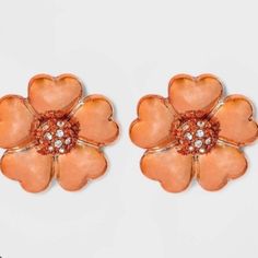 Sugarfix Baublebar Metallic Flower Orange Stud Earrings Nwt ** Get $10 In Posh Credit By Entering My Code Kalifreshness When You Sign Up For A New Poshmark Account** Sugarfix Orange Baublebar Target Style 0.85” Diameter Post Back Rose Gold Flower-shaped Earrings For Summer, Orange Flower Earrings For Party, Mickey Earrings, Apple Earrings, Flower Orange, Minnie Mouse Earrings, Cream Earrings, Baublebar Earrings, Witch Earrings