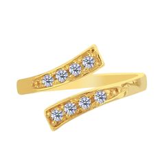 14K Yellow Gold Crossover With CZ Stones By Pass Style Adjustable Toe Ring - JewelryAffairs  - 1 Gold Toe Rings, Toe Ring, Broken Chain, Chic Jewelry, Toe Rings, Cz Stone, Luxury Jewelry, Post Earrings, Crossover