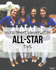 four girls standing in front of a table with the words, all - star tips