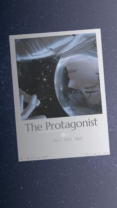 an advertisement for the protagonist is hanging on a wall with space in the background