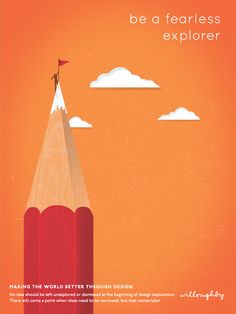 a red pencil with the words be a fearless explorer on it and an orange background