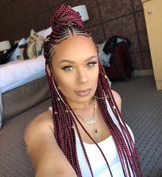 25 Braids Cornrows Hairstyles Ideas 2024 Half Braided Hairstyles, Red Braids, Trendy We Fryzurach, Fulani Braids, Box Braids Styling, Peinados Fáciles Para Cabello Corto, Beautiful Braids, Cornrows Braids, Cornrow Hairstyles