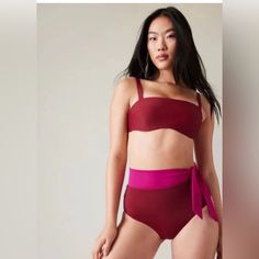 Brand New With All Tags And Liner.. Athleta Keys Daybresk Tie Bikini Bottom. Large. Smoke Free Home. Deep Maroon Wine Color With Dark Pink Trim “Coffee Berry” Purple Athleisure Swimwear For The Beach, Red Swimwear For Beach Season, Purple Sports Swimwear For Summer, Sporty Purple Swimwear For Poolside, Coffee Berry, Deep Maroon, Alicia Keys, Pink Trim, Wine Color