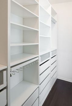 This guide is full of helpful PAX wardrobe ideas to help create your dream walk in closet! Includes assembly tips, Ikea closet hack ideas, and the best accessories for organization. Ikea Pax Wardrobe Layout, Ikea Pax Closet Small Spaces, Inspiration Dressing, Walk In Closet Ikea, Narrow Closet, Ikea Closet Organizer, Ikea Pax Closet, Pax Closet