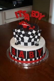 A Little Something Detailed: Race Car Baby Shower. Car Cakes For Boys, Racing Baby, Boy Shower Invitations, Cake Templates, Baby Shower Cakes For Boys, Party Deco, Boy Baby Shower Themes