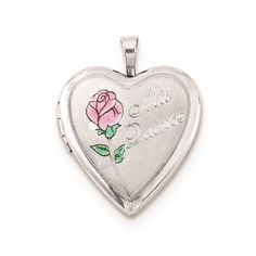 Sterling Silver 20mm Enameled Rose Mis Quince Heart Locket Locket Jewelry, Fine Jewels, Heart Locket, Sterling Silver Charm, Quince, Quality Jewelry, Online Jewelry, Locket, Charm Pendant