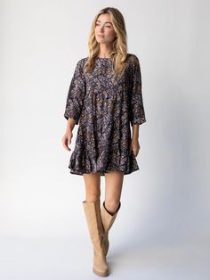 Heidi Mini Dress - Navy Paisley-view 1 Casual Short Dresses, Floral Mini Dresses, Burnt Orange Dress, Dresses Casual Fall, Dresses Casual Winter, Effortless Outfit, Paisley Print Dress, Rust Dress, Cute Clothes