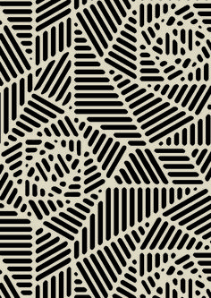 an abstract black and white pattern with wavy lines in the center, on a beige background