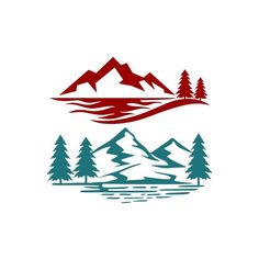 the mountains and trees are depicted in this logo