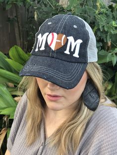 Baseball MOM Football Mom Half Baseball Half Football Hat Embroidered Baseball Hat Football grandma Football Sister Baseball Sister by CocomoSoul on Etsy Baseball Flip Flops, Softball Shirt Designs, Football Sister, Baseball Sister, Softball Shirt, Football Fashion, Mom Hats, Mesh Hat, Softball Mom