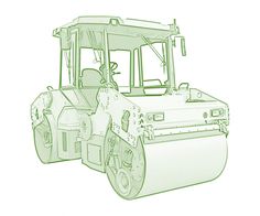 a drawing of a bulldozer on a white background