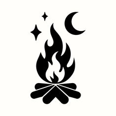 a black and white fire with stars on it