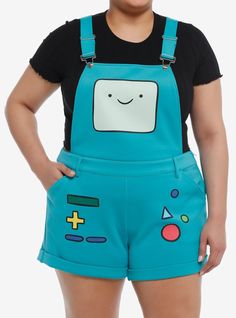 Whether you're in the mood to play video games  or need someone to help you find your missing sock  BMO is up for the task! From Adventure Time  these scuba shortalls are inspired by your favorite helpful robot! Featuring BMO's face printed at the chest and buttons on the legs. Comes with adjustable straps  cuffed hem  side seam pockets and side zipper.95% polyester; 5% spandexWash cold; dry lowImportedModel is 5'10''Model wears size 1 Adventure Time Costume, Adventure Time Clothes, Adventure Time Bmo, Adventure Time Parties, Cutesy Outfit, Plus Size Hot, Disney Valentines, Play Video Games, Tall Hoodies