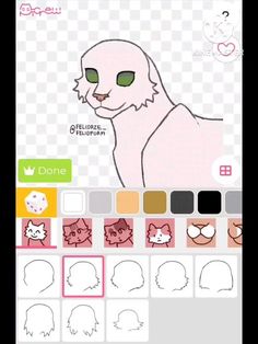 the app shows how to draw an animal's face with different colors and shapes