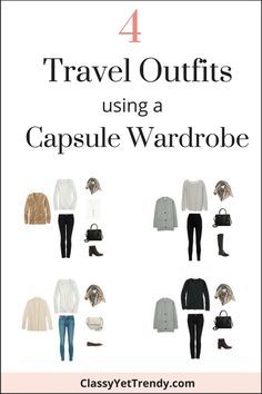 Travel Capsule Wardrobe Fall, Weekend Capsule Wardrobe, Business Travel Outfits, Packing Wardrobe, Travel Outfit Plane, Classy Yet Trendy, Winter Travel Outfit