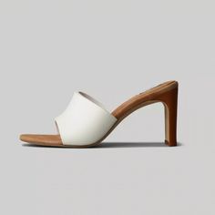 Rag & Bone Vesper Sandal Heels In "Glow." 100% Leather, 4-Inch Heel. Only Worn Once! White Mules With Heel Loop For Spring, Pointed Toe Sandals With Wooden Heel, Chic White Mules With Heel Loop, Chic White Ankle Strap Mules, White Open Toe Mules With Contrasting Heel Counter, White Block Heel Mules With Strap, White Block Heel Mules With Heel Strap, White Open Toe Mules With Contrasting Heel, White Sandals With Wooden Heel For Party