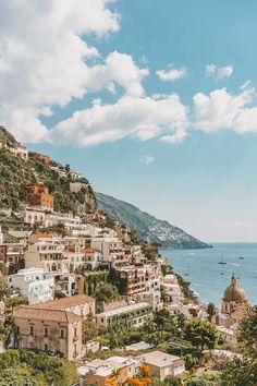 the town is perched on top of a hill overlooking the ocean and mountains in italy